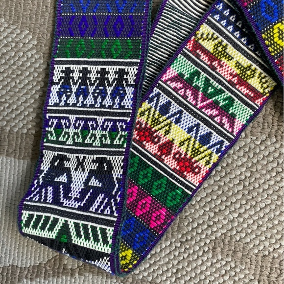 Vintage Woven Sash Dance Belt Wide With Fringe Tie Bright Colors Boho Festival